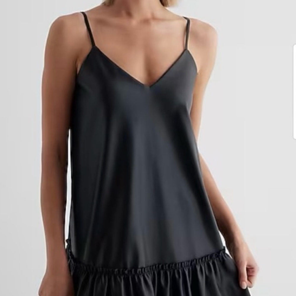*NWT* Express Black Faux Leather V-Neck Shift Dress, Sz. S